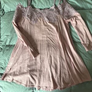 Anthropologie Lavender Lace Off-Shoulder Top
